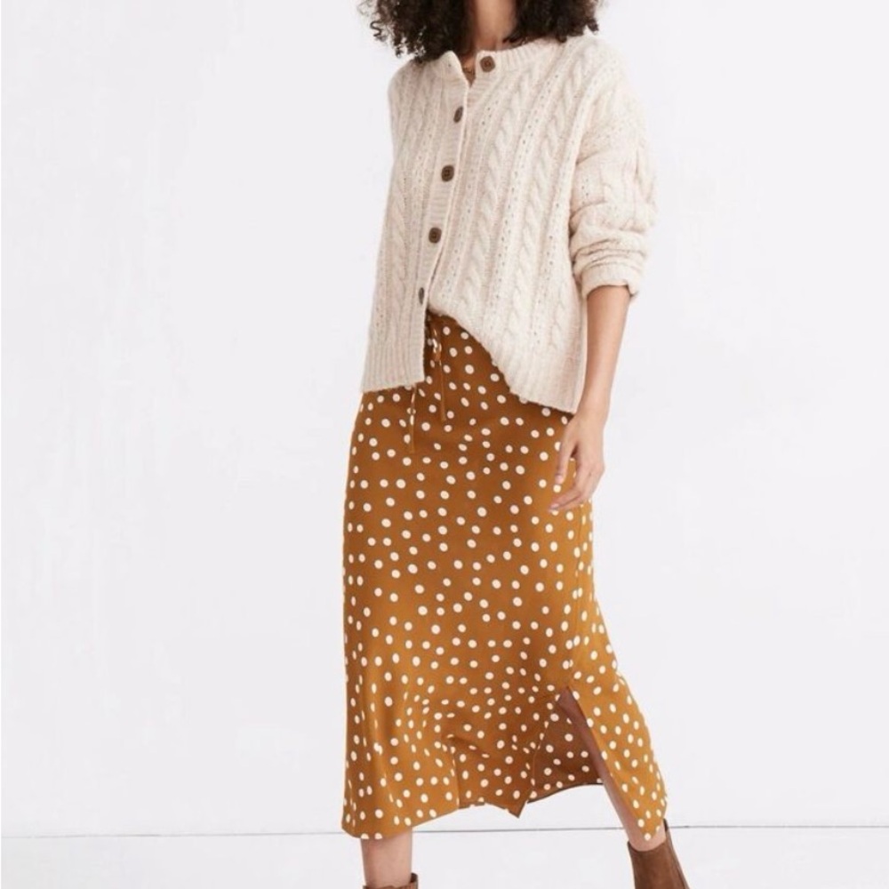 Madewell Midi Drawstring Slip Skirt Gold Dot